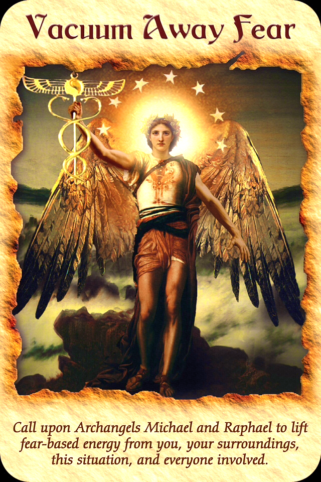 Vacuum Away Fear, from the Angel Therapy Oracle Card deck, by Doreen Virtue, Ph.D