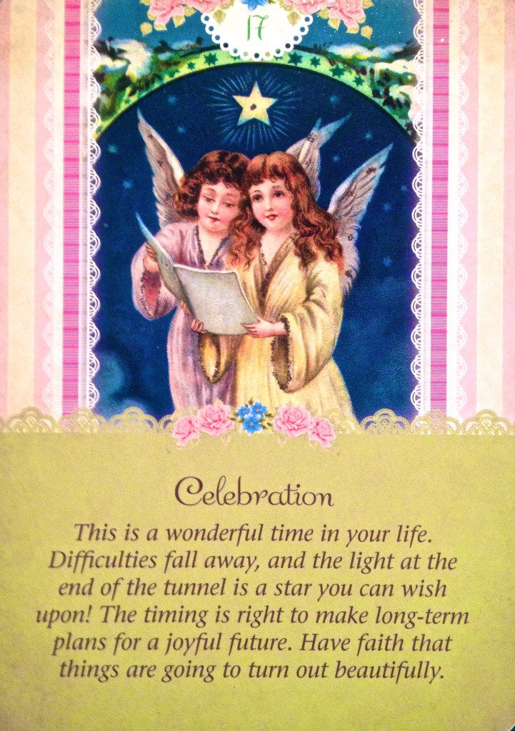 Celebration, from the Guardian Angel Oracle Card deck, by Doreen Virtue Ph.D and Radleigh Valentine