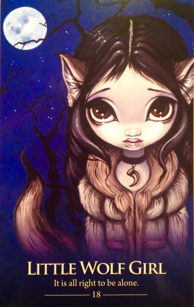 Little Wolf Girl, from the Oracle Of The Shapeshifters Oracle Card deck, by Lucy Cavendish
