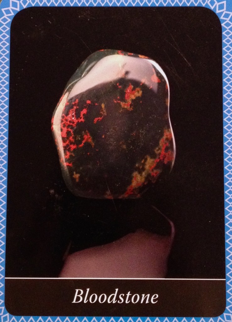 Bloodstone, from the Crystal Wisdom Oracle Card deck, by Judy Hall