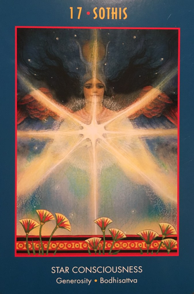 Sothis ~ Star Consciousness, from the Anubis Oracle Card deck, by Nicki Scully and Linda Star Wolf Illustrated by Kris Waldherr 