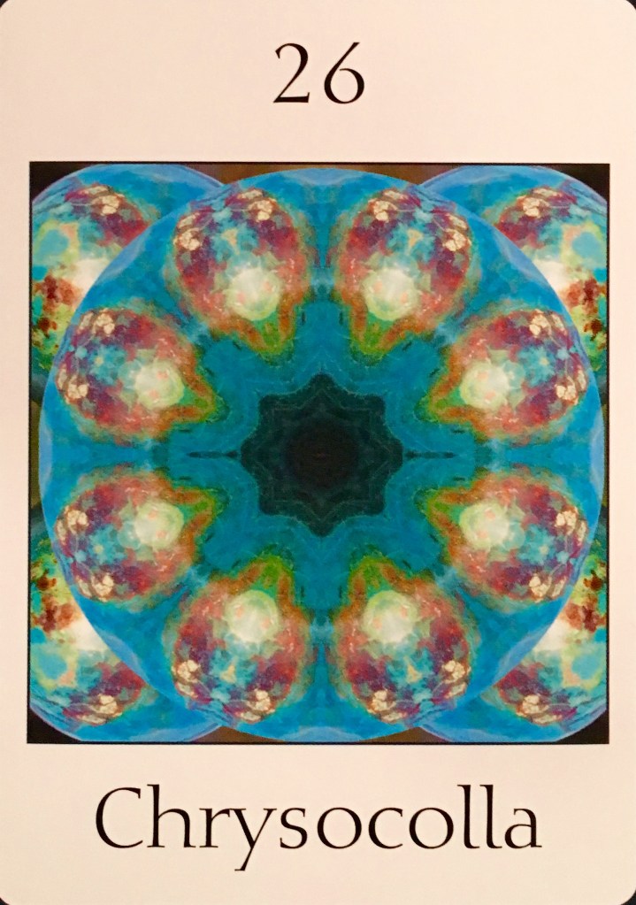 Chrysocolla, from the Crystal Oversoul Attunements Oracle Card deck, by Michael Eastwood 