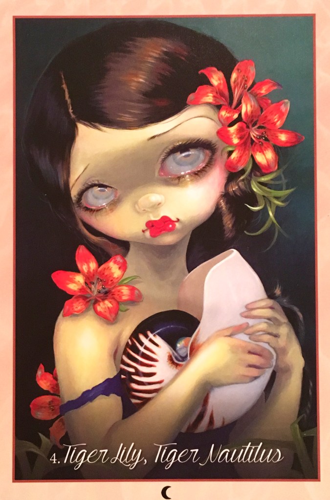 Tiger Lily, Tiger Nautilus, from the Myths and Mermaids Oracle Card deck, by Jasmine Becket-Griffith, Amber Logan and Kachina Mickeletto 