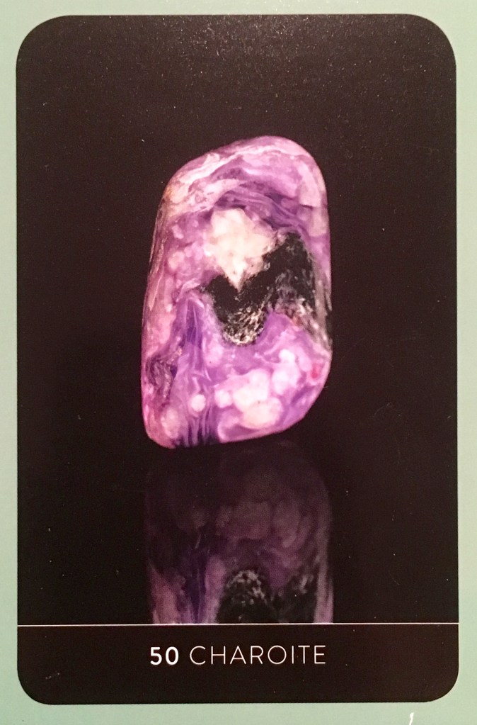 Charoite, from the New and revised Crystal Wisdom Healing Oracle Card deck, by Judy Hall
