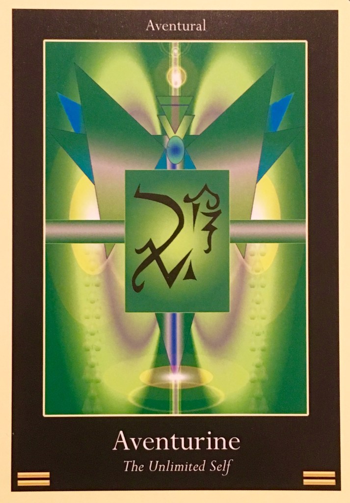 Aventurine, from the Liquid Crystal Oracle Card deck, by Justin Moikeha Asar 