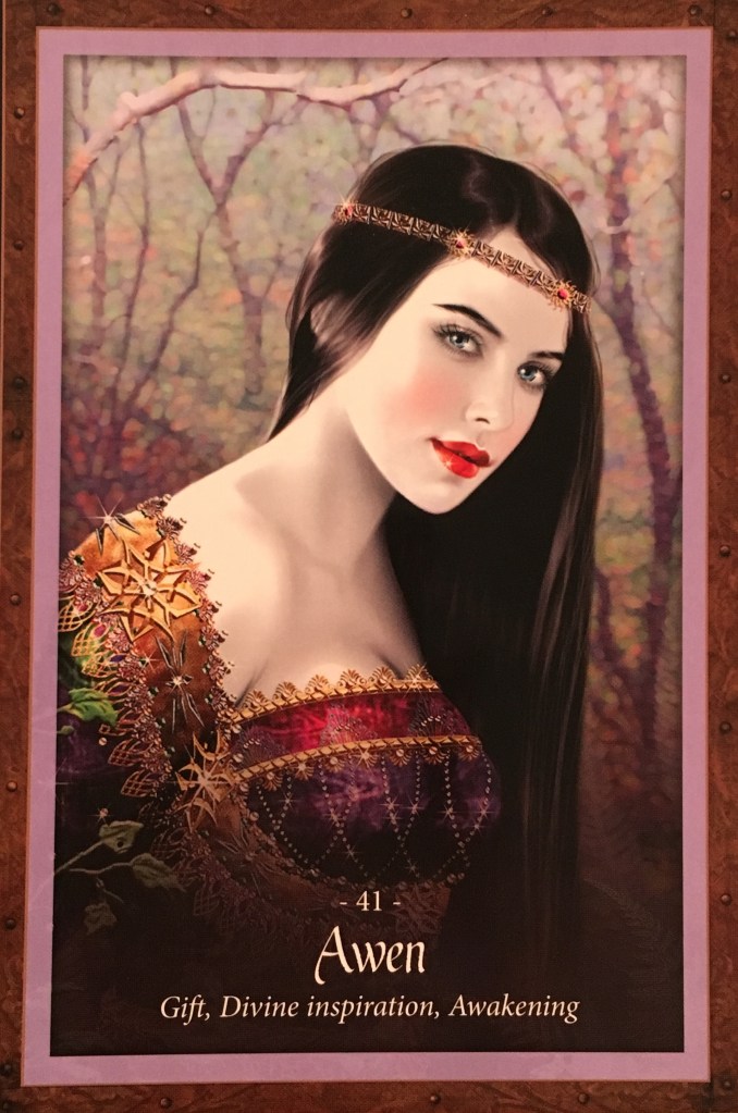 Awen, from The Faery Forest Oracle Card deck, by Lucy Cavendish, Artwork by Maxine Gadd 