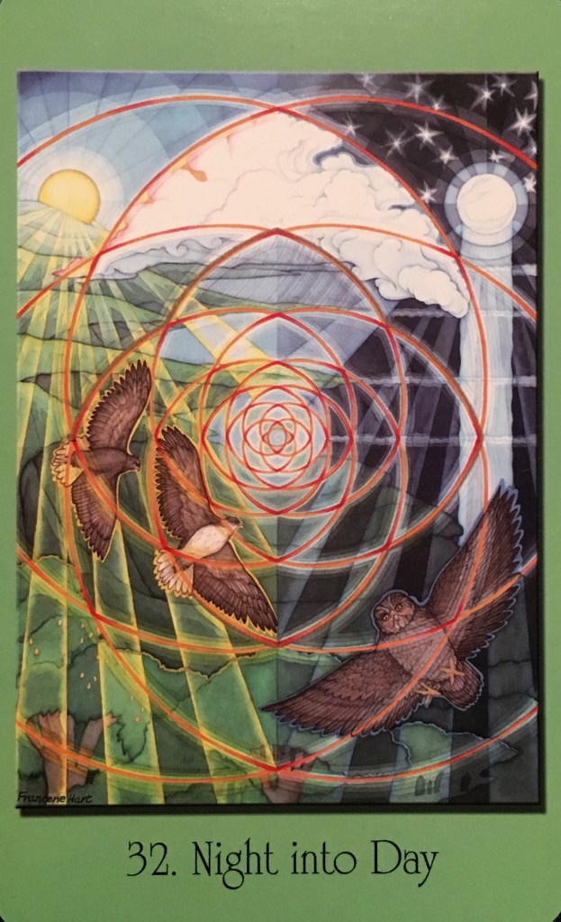 Night Into Day ~ Graceful Transitions, from the Sacred Geometry Cards For The Visionary Path, by Francene Hart