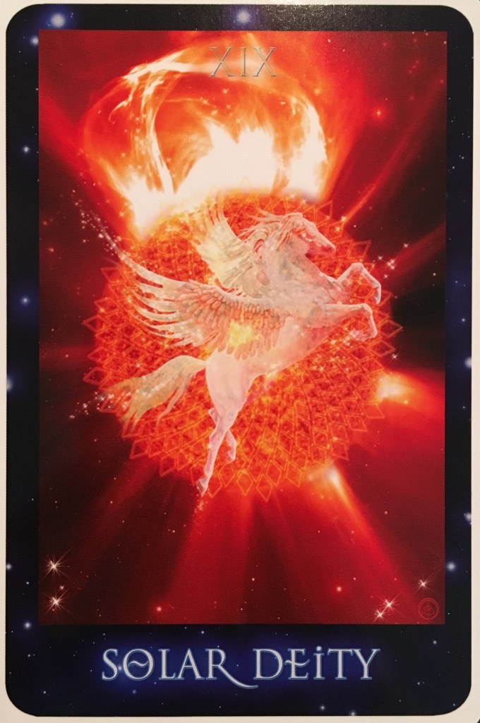 Solar Deity, from the Sirian Starseed Tarot Card deck, by Patricia Cori and Alyssa Bartha