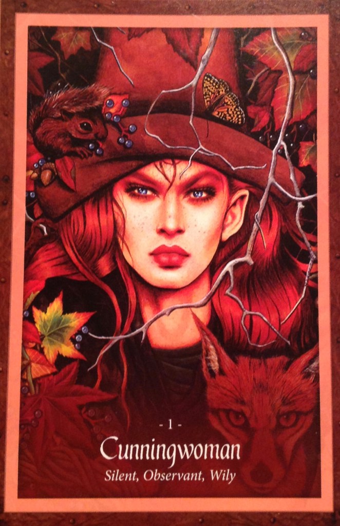 Cunningwoman, from The Faery Forest Oracle Card deck, by Lucy Cavendish, artwork by Maxine Gadd 