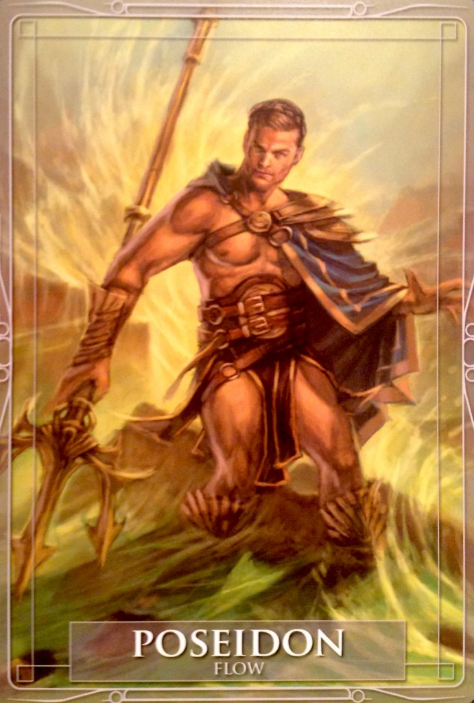 Poseidon, from the Gods and Titans Oracle Card deck, by Stacey Demarco, artwork by Jimmy Manton