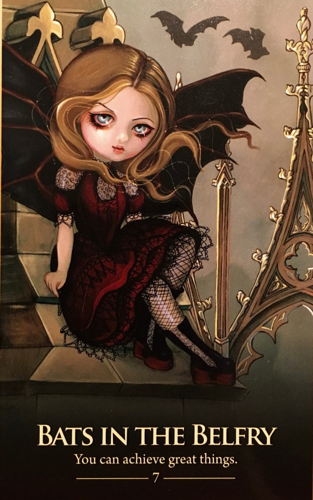 Bats In The Belfry, from the Oracle Of The Shapeshifters card deck, by Lucy Cavendish, artwork by Jasmine Becket-Griffith