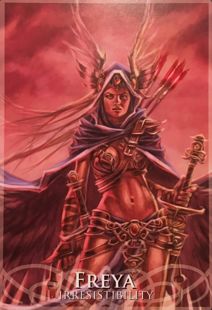 Freya ~ Irresistibility, from the Goddesses and Sirens Oracle Card deck, by Stacey Demarco, artwork by Jimmy Manton