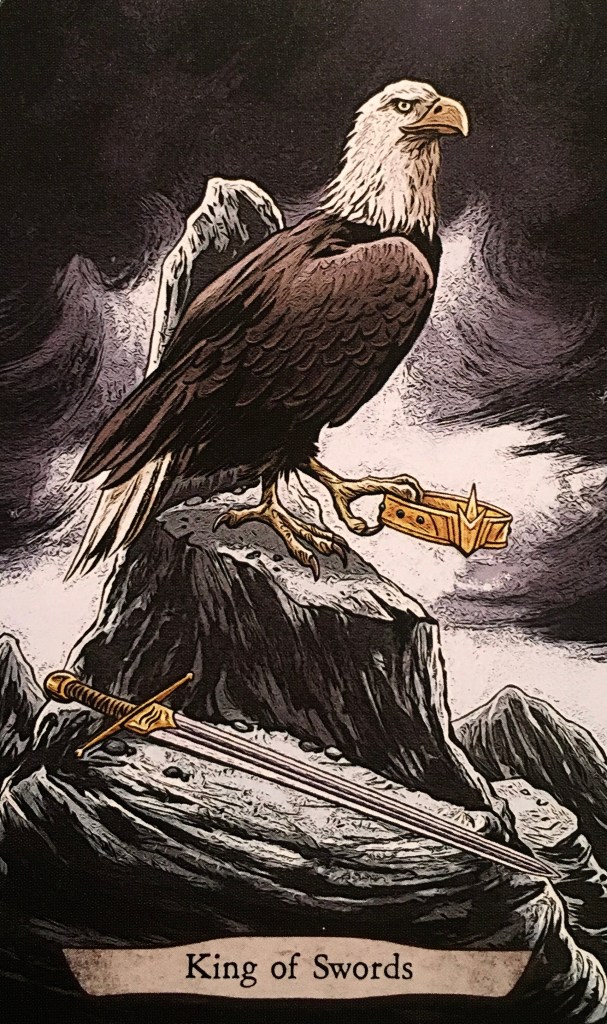 King Of Swords ~ Eagle, from the Animal Totem Tarot Card deck, by Leeza Robertson, Illustrated by Eugene Smith