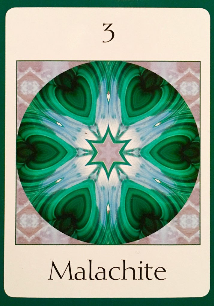 Malachite, from the Crystal Oversoul Attunements Oracle Card deck, by Michael Eastwood