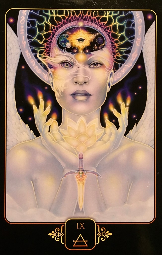 Nine Of Air, from the Dreams Of Gaia Oracle Card deck, by Ravynne Phelan