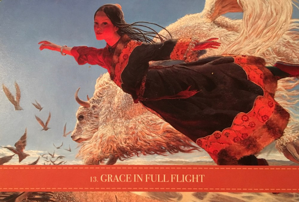Grace In Full Flight, from the Wild Kuan Yin Oracle, by Alana Fairchild, Artwork by Wang Yiguang 