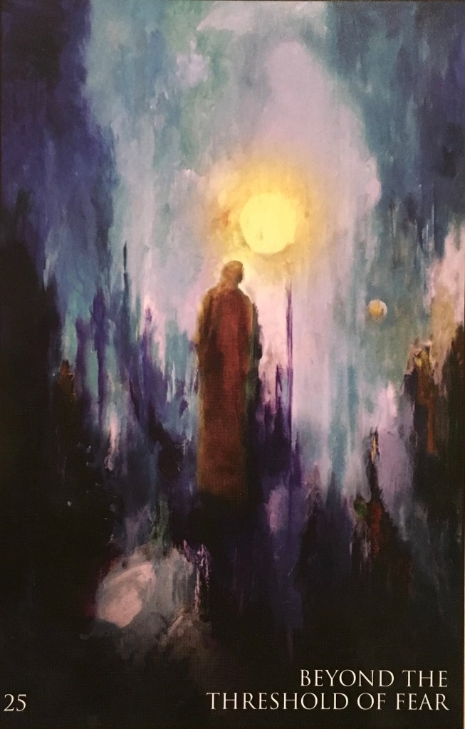 Beyond The Threshold Of Fear, from the RUMI Oracle Card deck, by Alana Fairchild, artwork by Rassouli 