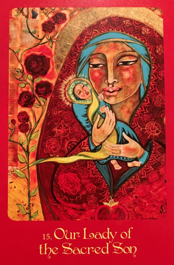 Our Lady Of The Sacred Son, from the Mother Mary Oracle Card deck, by Alana Fairchild, Artwork by Shiloh Sophia McCloud