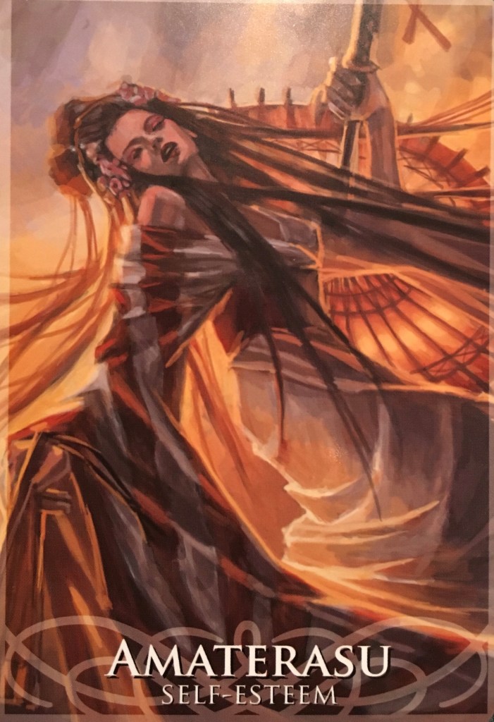 Amaterasu, from the Goddesses and Sirens Oracle Card deck, by Stacey Demarco artwork by Jimmy Manton