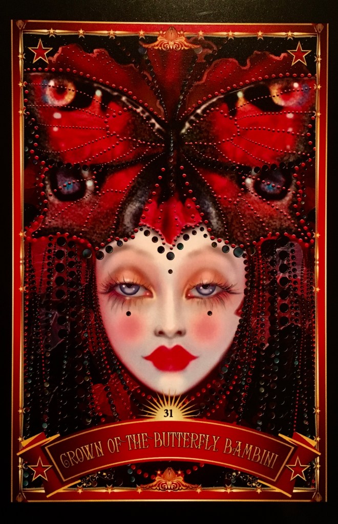 Crown Of The Butterfly Bambini, from the Divine Circus Oracle Card deck, by Alana Fairchild, Artwork by Maxine Gadd