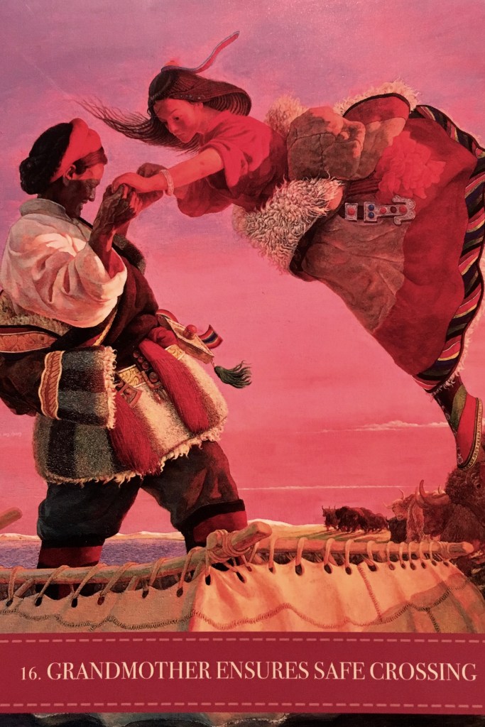 Grandmother Ensures Safe Crossing, from the Wild Kuan Yin Oracle Card deck, by Alana Fairchild, artwork by Wang Yiguang 