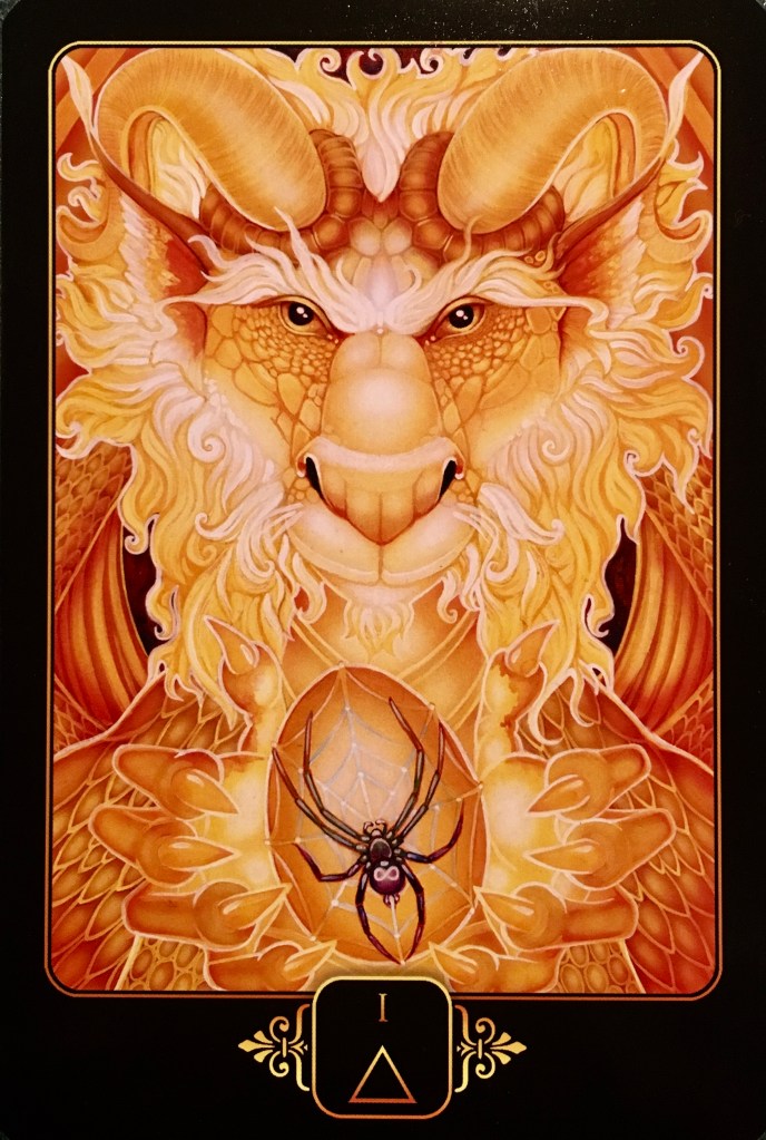 Ace Of Fire, from the Dreams Of Gaia Oracle Card deck, by Ravynne Phelan