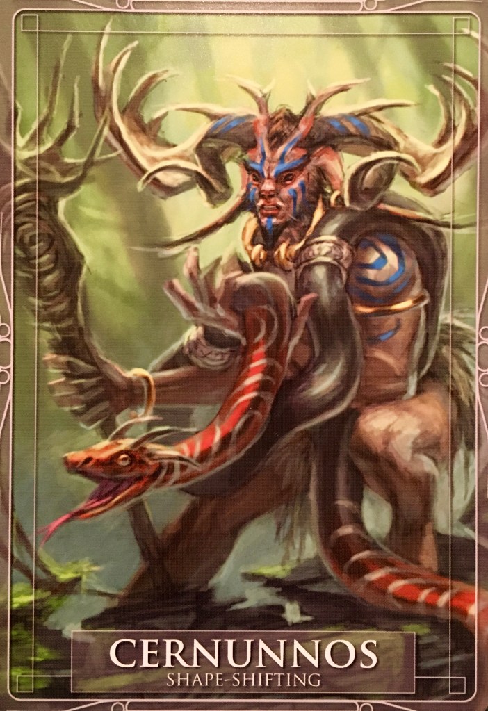 Cernunnos, from the Gods and Titans Oracle Card deck, by Stacey Demarco and Jimmy Manton 