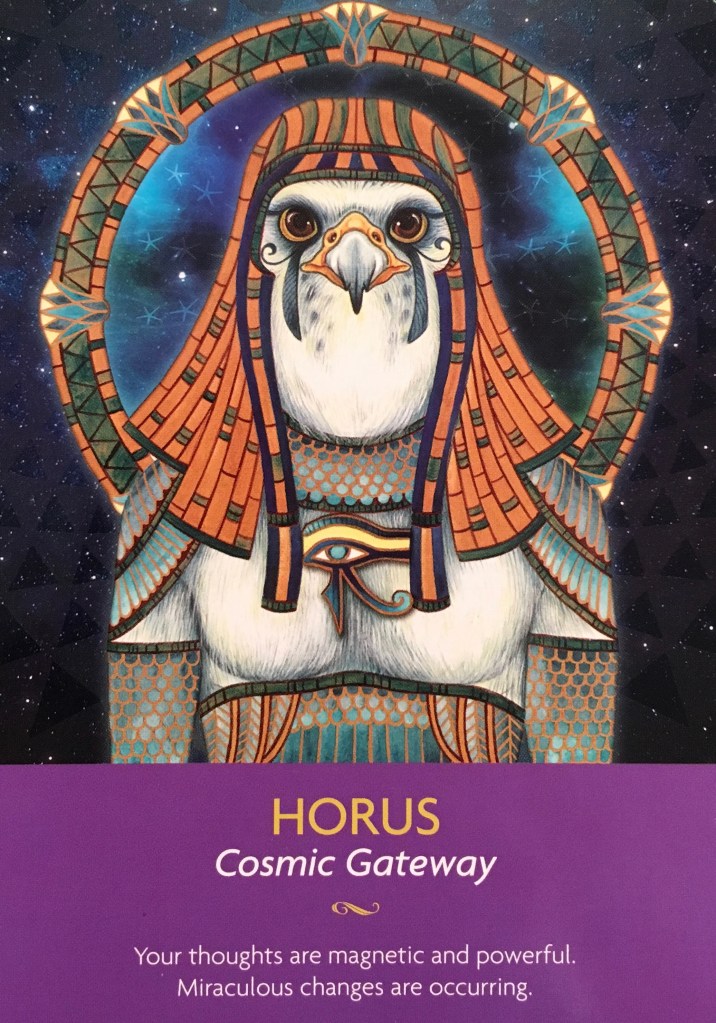Horus, from the Keepers Of The Light Oracle Card deck, by Kyle Gray, Artwork by Lily Moses