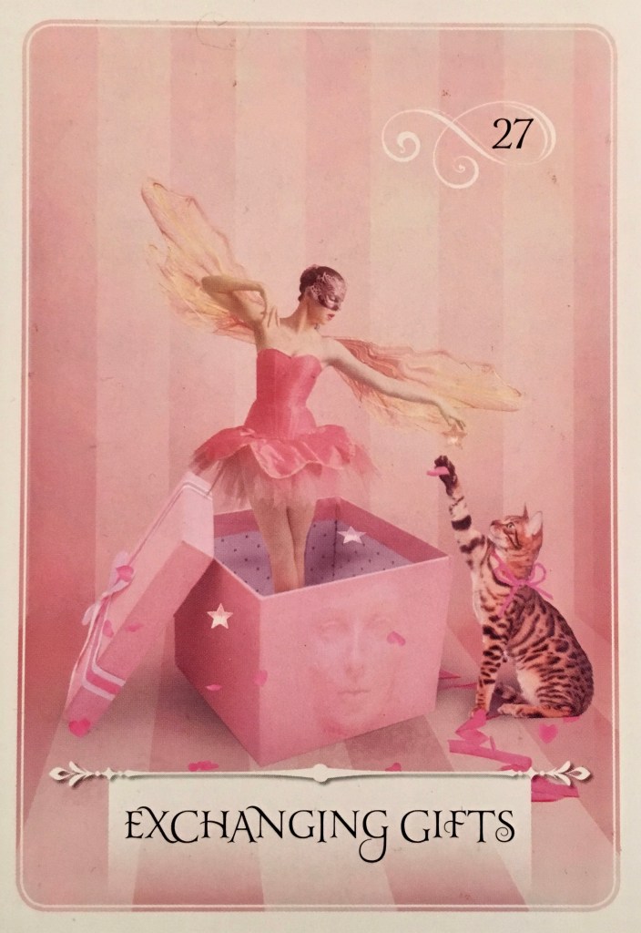 Exchanging Gifts, from the Wisdom Of The Oracle, by Colette Baron-Reid, Artwork by Jena DellaGrottaglia