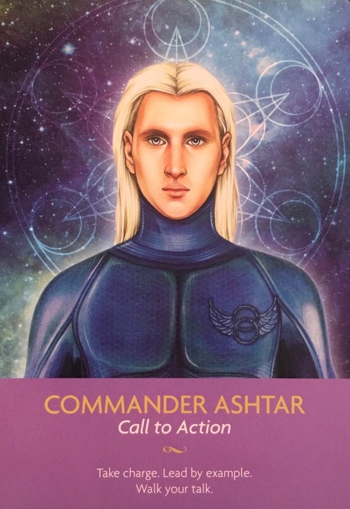 Commander Ashtar, from the Keepers Of The Light Oracle Card deck, by Kyle Gray, artwork by Lily Moses